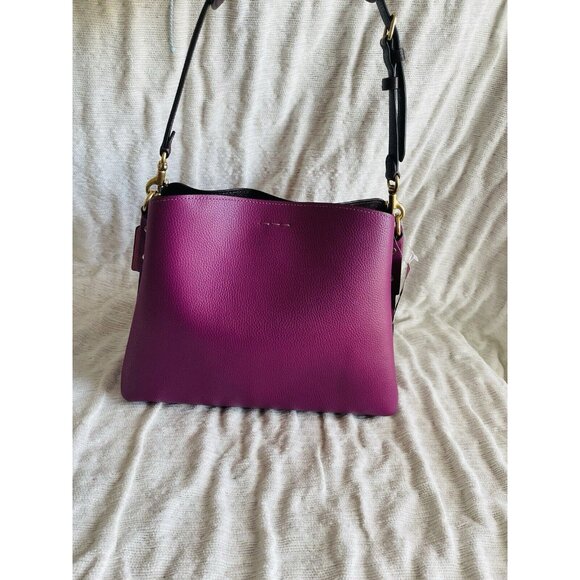 NWT COACH Willow Colorblock Leather Shoulder Bag - Deep Plum Multi - Picture 5 of 10